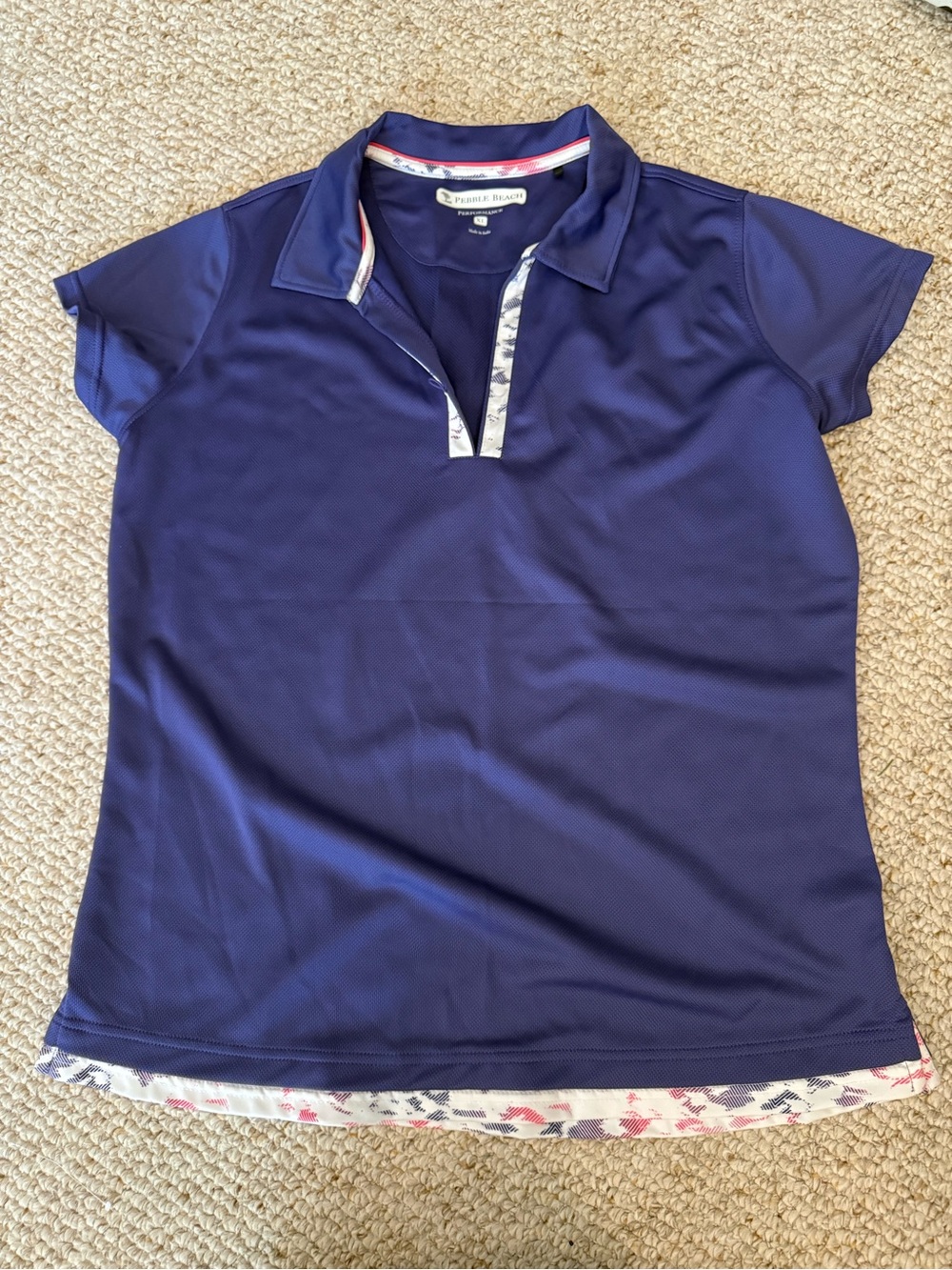 Pebble Beach Performance Purple Short-Sleeve Polo Top